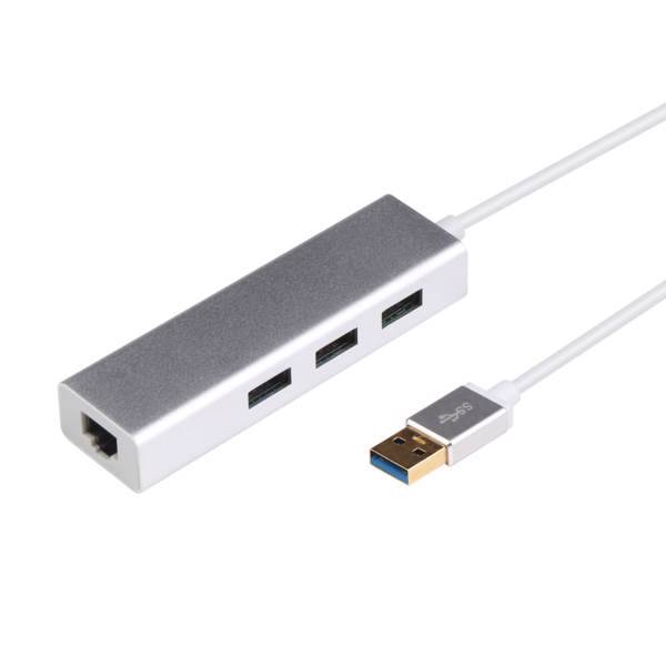 Gigabit USB-3.0 to USB 3.0/RJ45 3PORT HUB Adapter، هاب USB-3.0 به USB 3.0/ Ethernet سه پورت مدل Gigabit