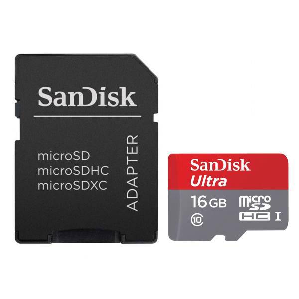 SanDisk Ultra UHS-I U1 Class 10 80MBps microSDHC With Adapter 16GB، کارت حافظه microSDHC سن دیسک مدل Ultra کلاس 10 استاندارد UHS-I U1 سرعت 80MBps همراه با آداپتور ظرفیت 16 گیگابایت