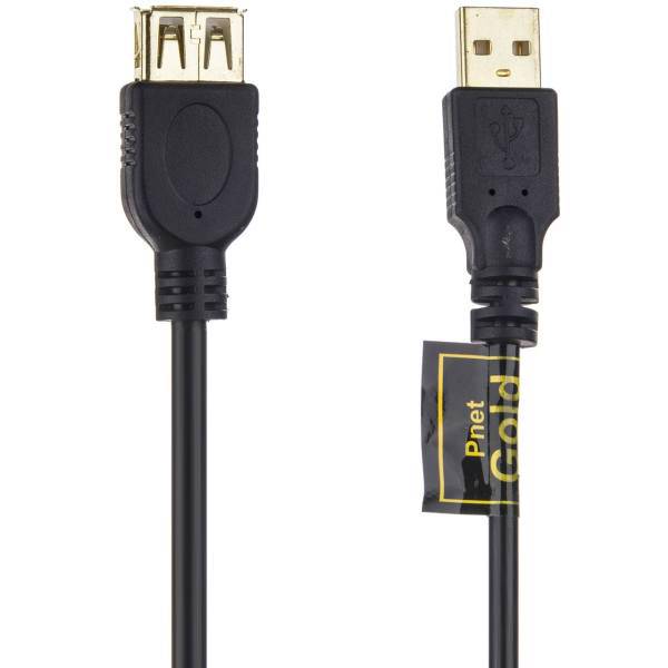 Pnet Gold USB 2.0 Extension Cable 3m، کابل افزایش طول USB 2.0 پی نت مدل Gold طول 3 متر