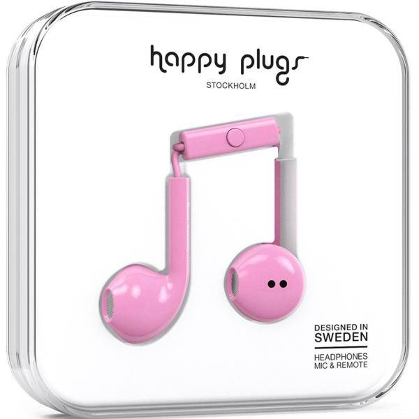 Happy Plugs Earbud Plus Pink Headphones، هدفون هپی پلاگز مدل Earbud Plus Pink