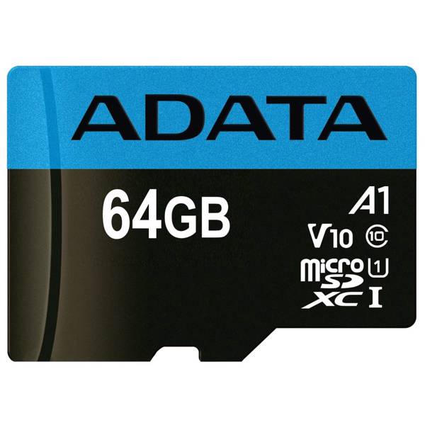 ADATA Premier V10 A1 UHS-I Class 10 100MBps microSDXC 64GB، کارت حافظه microSDXC ای دیتا مدل Premier V10 A1 کلاس 10 استاندارد UHS-I سرعت 100MBps ظرفیت 64 گیگابایت