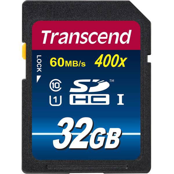 Transcend Premium UHS-I U1 Class 10 60MBps 400X SDHC - 32GB، کارت حافظه‌ SDHC ترنسند مدل Premium کلاس 10 استاندارد UHS-I U1 سرعت 60MBps 400X ظرفیت 32 گیگابایت