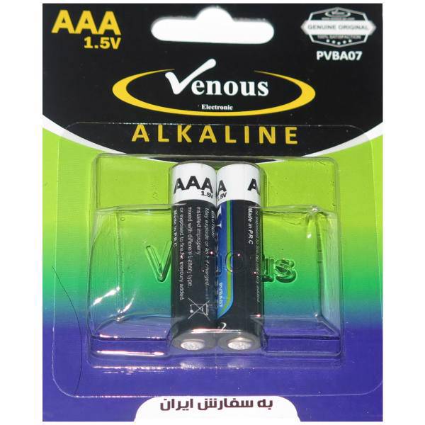 Venous Alkaline AAA Battery Pack of 2، باتری نیم قلمی ونوس مدل Alkaline بسته 2 عددی