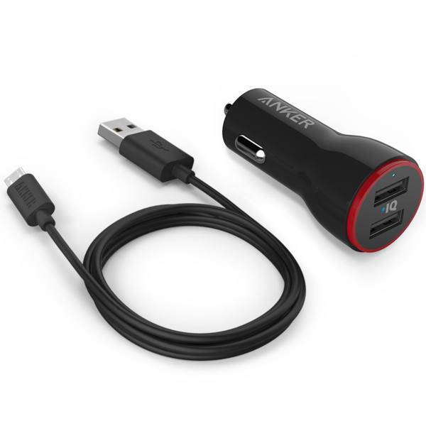 Anker B2310 PowerDrive 2 Car Charger With microUSB Cable، شارژر فندکی انکر مدل B2310 PowerDrive 2 همراه با کابل microUSB