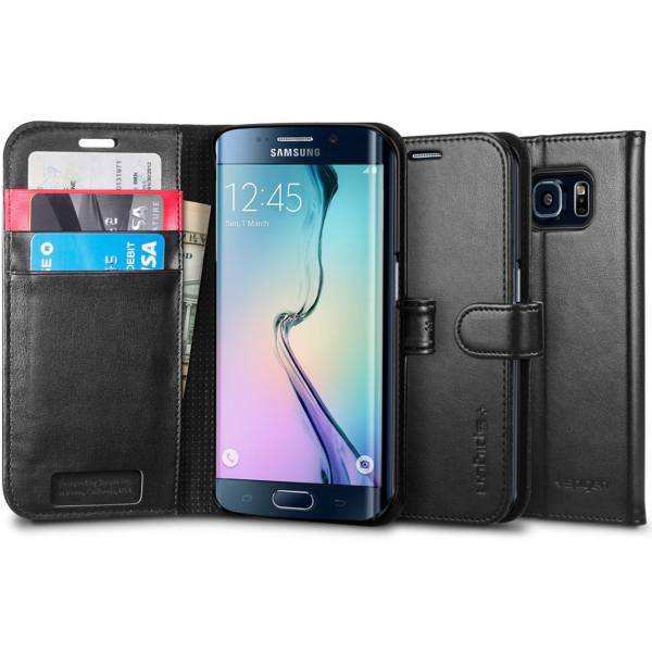 Spigen Wallet S Flip Cover For Samsung Galaxy S6 Edge، کیف کلاسوری اسپیگن مدل Wallet S مناسب برای گوشی موبایل سامسونگ Galaxy S6 Edge