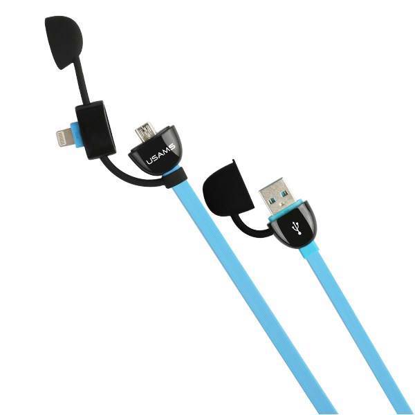 Usams U-Color 2 In 1 Lightning/microUSB Cable 1.2m، کابل تبدیل USB به microUSB/لایتنینگ یوسمز مدل U-Color 2 In 1 طول 1.2 متر