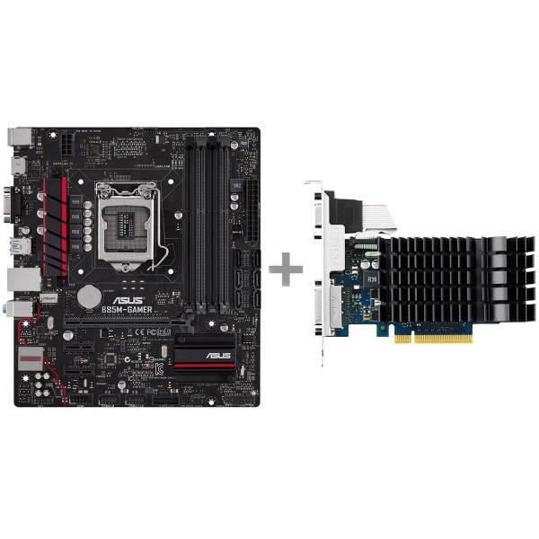 ASUS B85M-GAMER Motherboard with ASUS GT730-SL-2GD3-BRK Graphics Card، مادربرد ایسوس مدل B85M-GAMER به همراه کارت گرافیک ایسوس مدل GT730-SL-2GD3-BRK