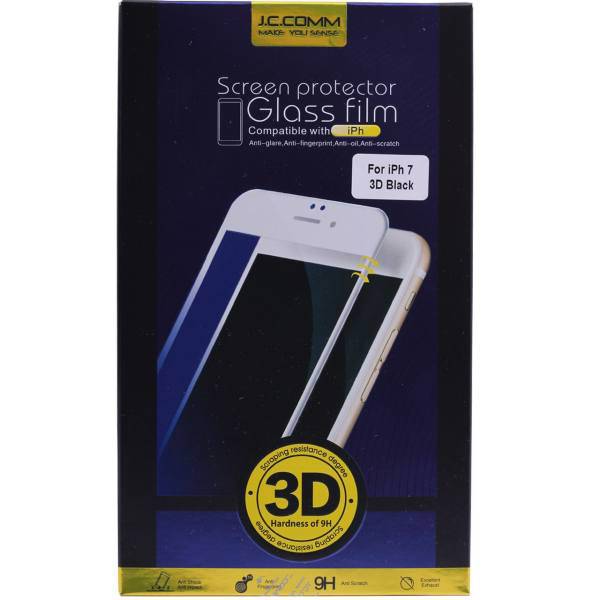 J.C.Comm 3D Glass Screen Protector For Apple iPhone 7، محافظ صفحه نمایش شیشه ای جی سی کام مدل 3D مناسب برای گوشی موبایل اپل آیفون 7
