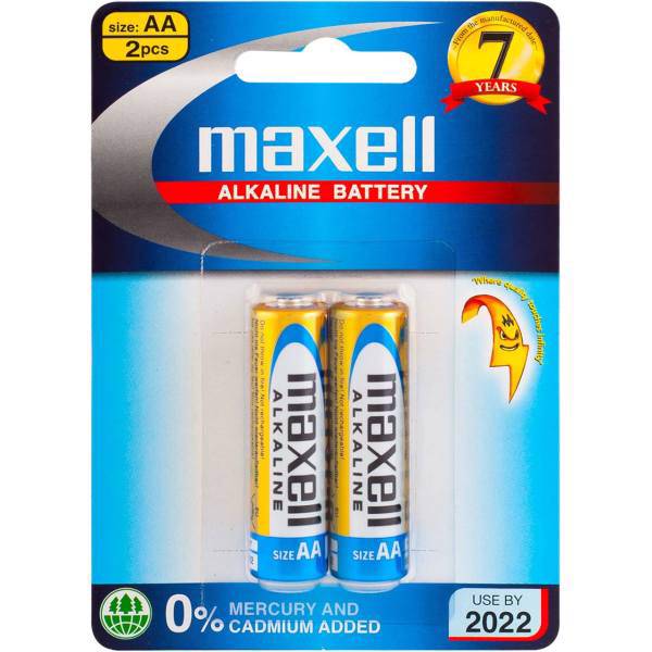 Maxell Alkaline AA Battery Pack Of 2، باتری قلمی مکسل مدل Alkaline بسته 2 عددی