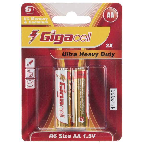 Gigacell Ultra Heavy Duty AA Battery Pack of 2، باتری قلمی گیگاسل مدل Ultra Heavy Duty بسته 2 عددی