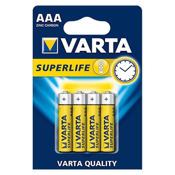 Varta Super Life AAA Battery Pack of 4، باتری نیم قلمی وارتا مدل Super Life بسته 4 عددی