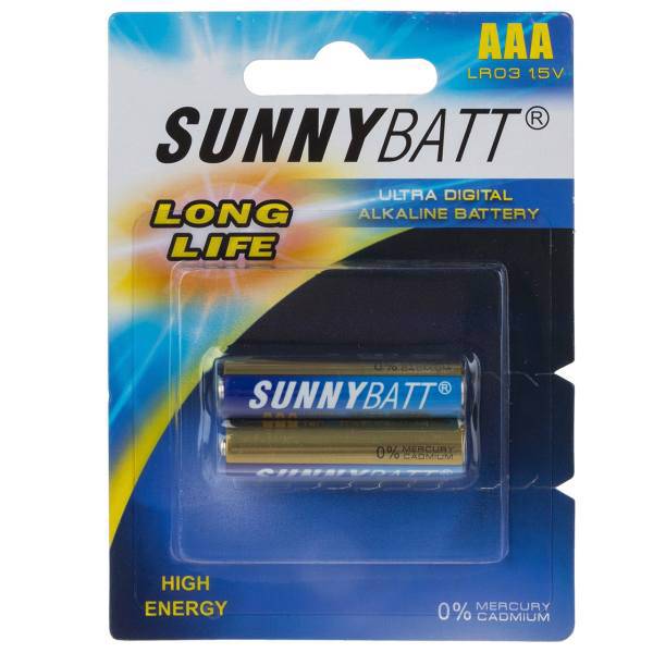 Sunny Batt Ultra Digital Alkaline AAA Battery Pack of 2، باتری نیم قلمی سانی بت مدل Ultra Digital Alkaline بسته 2 عددی