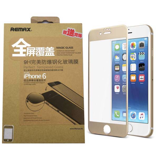 Remax Perfect Tempered Glass Gold For iPhone 6/6S، محافظ صفحه نمایش شیشه ای ریمکس مدل Perfect طلایی مناسب برای آیفون 6/6S