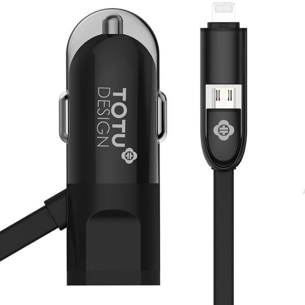 Totu Good Partner Car Charger With Lightning And microUSB Cable، شارژر فندکی توتو مدل Good Partner همراه با کابل لایتنینگ و microUSB