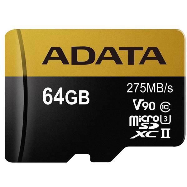 Adata Premier One V90 UHS-II U3 Class 10 275MBps microSDXC 64GB، کارت حافظه microSDXC ای دیتا مدل Premier ONE V90 کلاس 10 استاندارد UHS-II U3 سرعت 275MBps ظرفیت 64 گیگابایت