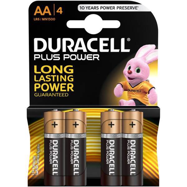 Duracell Plus Power Duralock AA Battery Pack Of 4، باتری قلمی دوراسل مدل Plus Power Duralock بسته 4 عددی