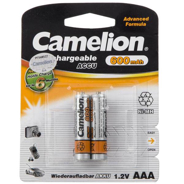 Camelion ACCU 600mAh AAA Battery Pack Of 2، باتری نیم قلمی کملیون مدل ACCU 600mAh بسته 2 عددی