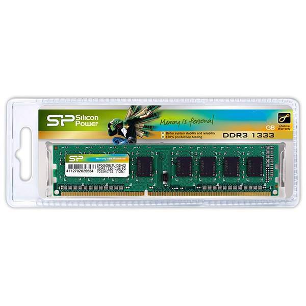 Silicon Power DDR3 1333MHz RAM - 2GB، رم کامپیوتر Silicon Power مدل DDR3 1333MHz ظرفیت 2 گیگابایت