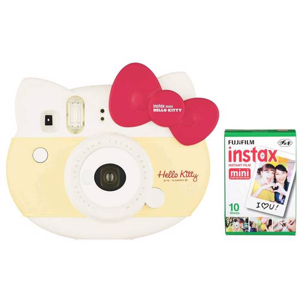 Fujifilm Instax mini Hello Kitty Limited Edition Instant Camera with Instax Mini Film 10 Sheet، دوربین عکاسی چاپ سریع فوجی فیلم مدل Instax mini Hello Kitty Limited Edition همراه با یک بسته فیلم 10 تایی