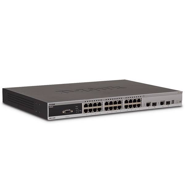 D-Link DES-3528 xStack Managed 24 Port 10/100 Stackable L2 Switch with 4 Gigabit Copper Ports and 2 Combo SFP Slots، سوییچ 28 پورت مدیریتی دی-لینک مدل DES-3200-28