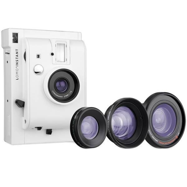 Lomography Lomo Instant White Camera With Lenses، دوربین چاپ سریع لوموگرافی مدل White به همراه سه لنز