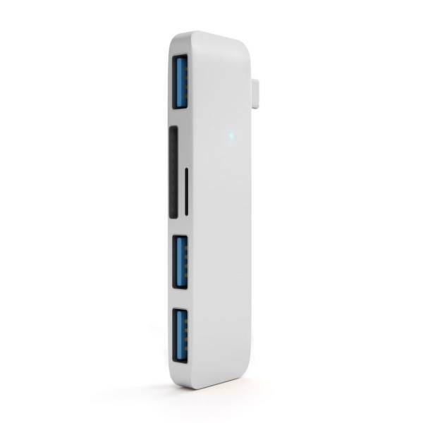 Satechi Aluminum Type-C USB 3.0_3-in-1 Combo Hub Adapter - 3 USB 3.0 Ports and Micro/SD Card Reader for 2015/2016/2017 MacBook 12-Inch and more، USB هاب نوع C آلومینیومی ساتچی مناسب برای مک بوک 12 اینچی 2015/2016/2017 و...