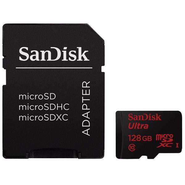 SanDisk Ultra Class 10 UHS-I 30MBps microSDXC With Adapter - 128GB، کارت حافظه microSDXC سن دیسک مدل Ultra کلاس 10 استاندارد UHS-I سرعت 30MBps همراه با آداپتور SD ظرفیت 128GB