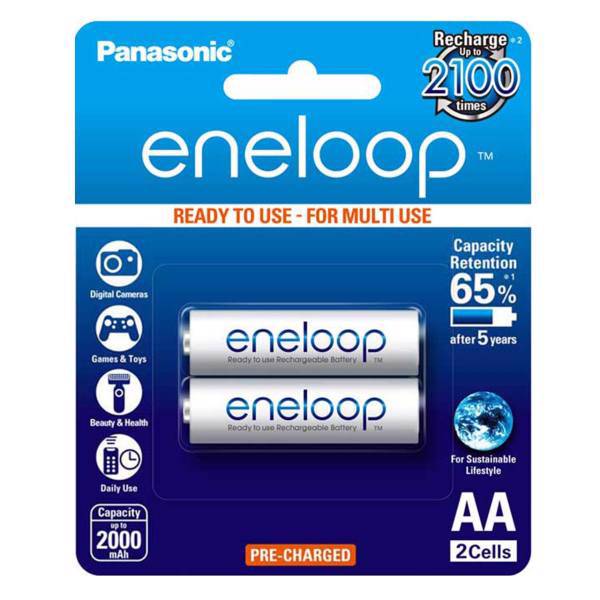 Panasonic Eneloop BK-3MCCE/2BT Rechargeable AA Battery Pack Of 2، باتری قلمی قابل شارژ پاناسونیک مدل Eneloop BK-3MCCE/2BT بسته 2 عددی