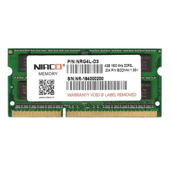 NIACO NRG4L-D3 RAM Memory، رم لپ تاپ1.35V نیاکو مدلNRG4L-D3 فرکانس 1600 مگاهرتز ظرفیت 4 گیگابایت