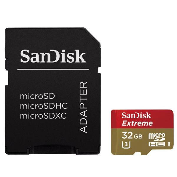 SanDisk Extreme microSDHC UHS-I U3 32GB+adapter، کارت حافظه سن دیسک adapter+MicroSDHC UHS-I U3 32GB