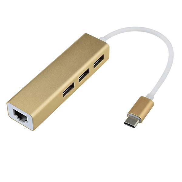 MAC-24 USB-C to USB 3.0/RJ45 3PORT HUB Adapter، هاب USB-C به USB 3.0/ Ethernet سه پورت مدل MAC-24