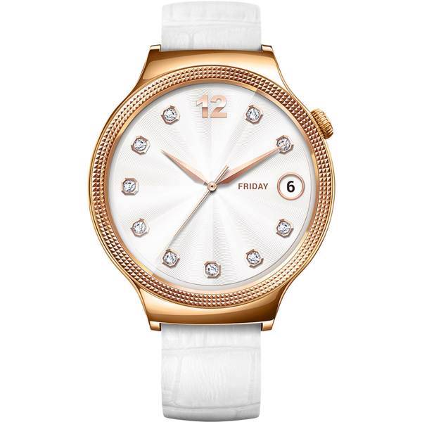 Huawei Watch Rose Gold Case with White Leather Band for Women، ساعت هوشمند زنانه هوآوی واچ مدل Rose Gold Case with White Leather Band