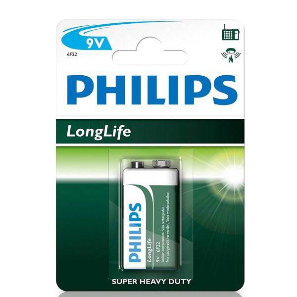 Philips Long Life Zinc Carbon 6F22 Battery، باتری کتابی فیلیپس مدل Long Life Zinc Carbon 6F22