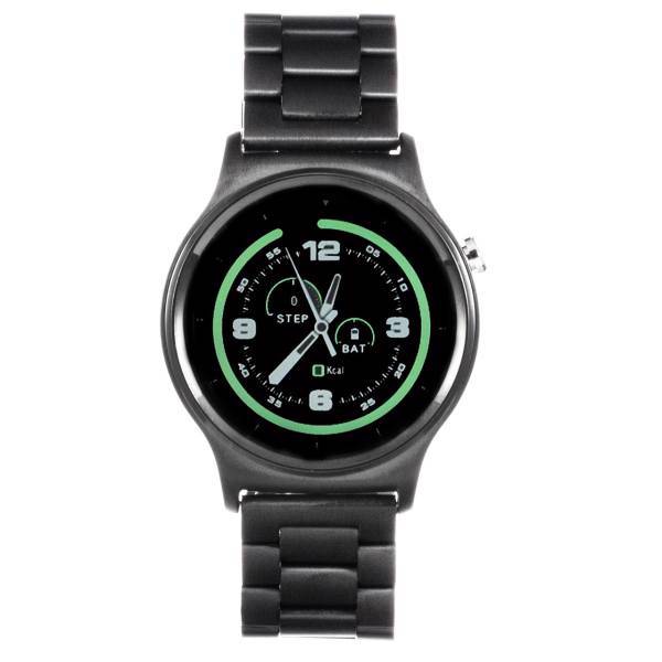 TTY Gmove GW01 Black With Black Steel Band Smart Watch، ساعت هوشمند تی تی وای جی موو مدل GW01 black with black steel band