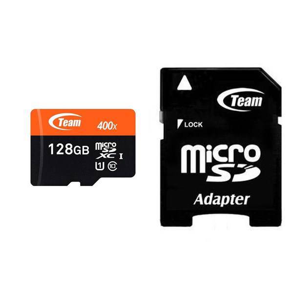 Team Group UHS-I U1 Class 10 400X microSDXC With Adapter - 128GB، کارت حافظه microSDXC تیم گروپ کلاس 10 استاندارد UHS-I U1 سرعت 400X همراه با آداپتور SD ظرفیت 128 گیگابایت