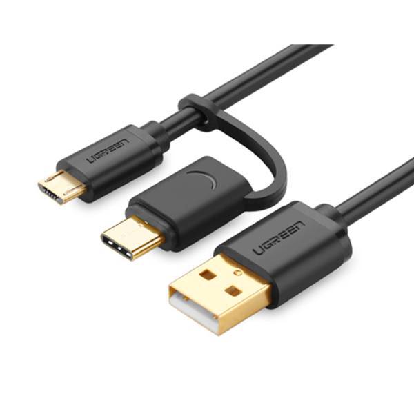 UGREEN US142 USB to microUSB And USB-C Cable 1.5m، کابل تبدیل USB به microUSB و USB-C یوگرین مدل US142 طول 1.5 متر