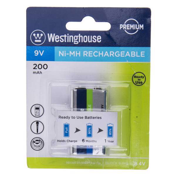 Westinghouse Ni-MH Rechargeable 9V 200 mAh Battery، باتری قابل‌شارژ کتابی وستینگ هاوس مدل Ni-MH Rechargeable