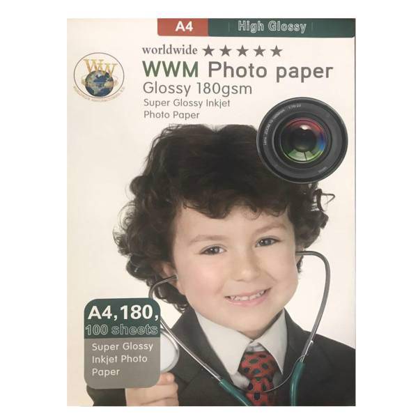 WorldWide Glossy Photo Paper A4 Pack Of 100، کاغذ عکس ورلدواید مدل Glossy سایز A4 بسته 100 عددی