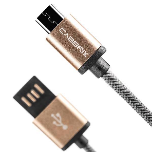 Cabbrix microUSB To Dual Sided Aluminum USB Connector Cable 2m، کابل microUSB به USB دو طرفه کابریکس به طول 2 متر