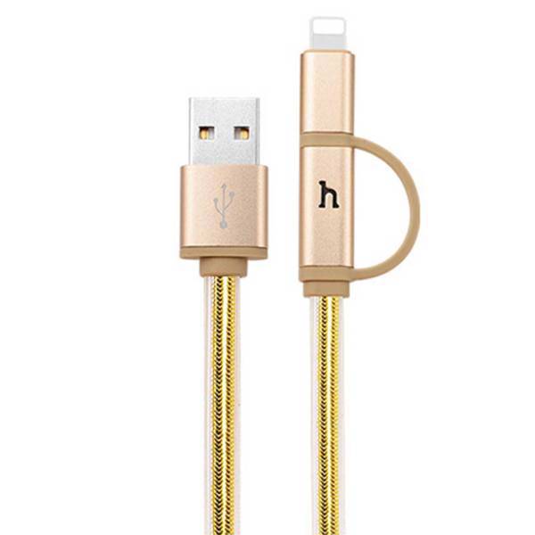 Hoco UPL12 USB To microUSB And Lightning Cable 1.2m، کابل تبدیل USB به microUSB و لایتنینگ هوکو مدل UPL12 طول 1.2 متر