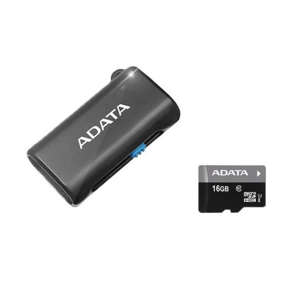 Adata Premier UHS-I U1 Class 10 microSDHC With micro Reader - 16GB، کارت حافظه microSDHC ای دیتا مدل Premier کلاس 10 استاندارد UHS-I U1 همراه با میکرو ریدر ظرفیت 16 گیگابایت