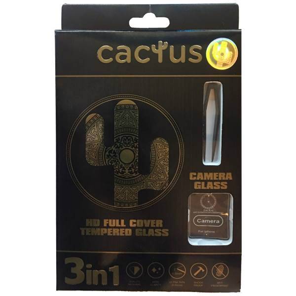 محافظ صفحه نمایش شیشه ای CACTUS و کاور مقاوم در برابر آتش مدل 5D مناسب برای گوشی iphone x