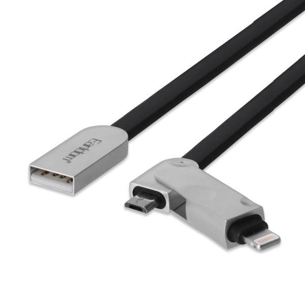 EARLDOM 2 In 1 USB To Lightning And microUSB Cable 1m، کابل تبدیل USB به لایتنینگ و microUSB ارلدام مدل ET-ZA015 به طول 1 متر