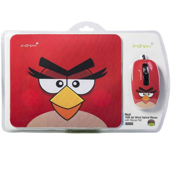 Acron OM299 Angry Birds Optical Mouse With Mousepad، ماوس اپتیکال همراه با ماوس پد اکرون مدل OM299 طرح Angry Birds