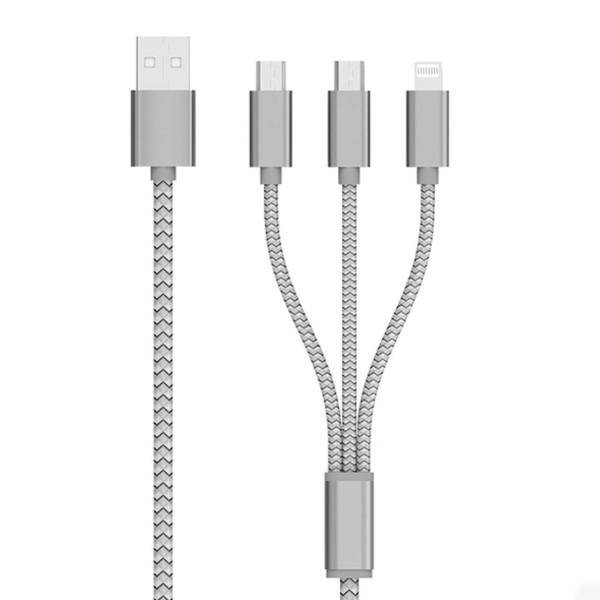 Ldnoi 1-3 USB To microUSB/Lightning/USB-C Cable 1.2m، کابل تبدیل USB به microUSB /لایتنینگ/ USB-C ال دی نو مدل 3-1 به طول 1.2 متر