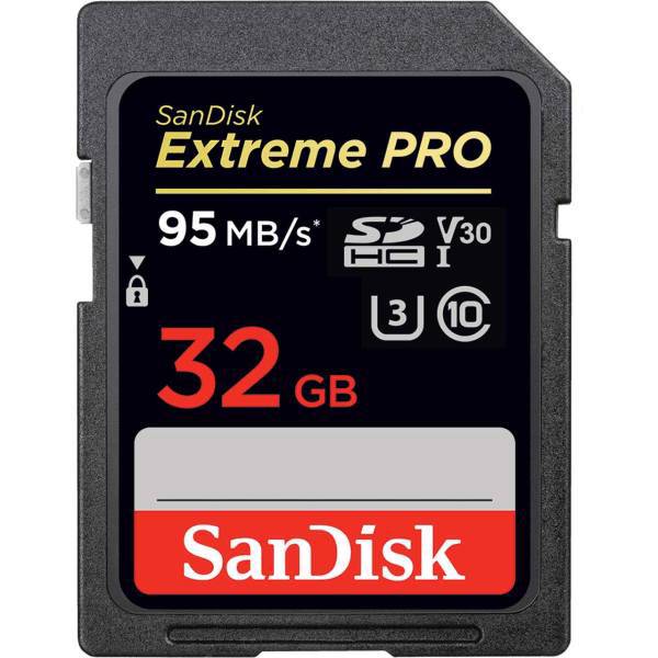 SanDisk Extreme Pro V30 UHS-I U3 Class 10 633X 95MBps SDHC - 32GB، کارت حافظه SDHC سن دیسک مدل Extreme Pro V30 کلاس 10 استاندارد UHS-I U3 سرعت 633X 95MBps ظرفیت 32 گیگابایت