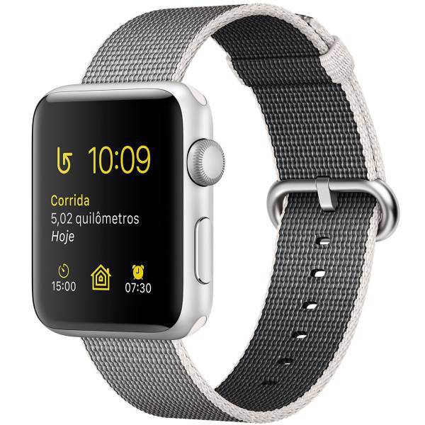 Apple Watch Series 2 38mm Silver Aluminum Case with Pearl Woven Nylon، ساعت هوشمند اپل واچ سری 2 مدل 38mm Silver Aluminum Case with Pearl Woven Nylon