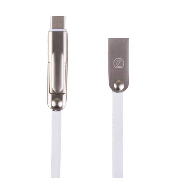 کابل تبدیل USB به microUSB و لایتنینگ و Type-C زسین به طول 1 متر