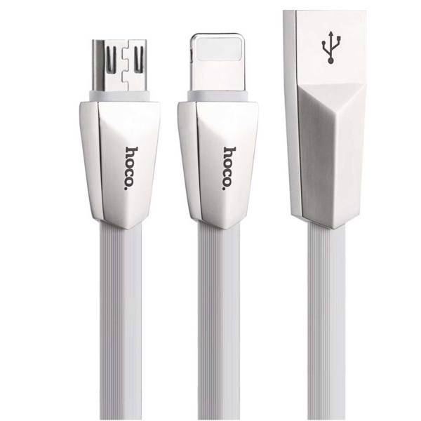 Hoco X4 USB To microUSB And Lightning Cable 1m، کابل تبدیل USB به microUSB و لایتنینگ هوکو مدل X4 طول 1 متر