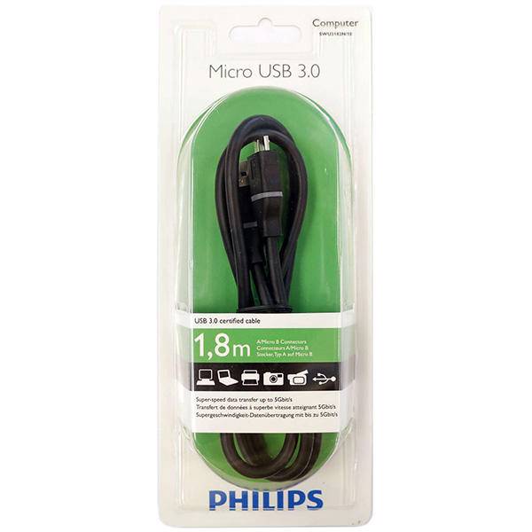 Philips SWU3182N/10 USB To microUSB Cable 1.8m، کابل تبدیل USB به microUSB فیلیپس مدل SWU3182N/10 طول 1.8 متر